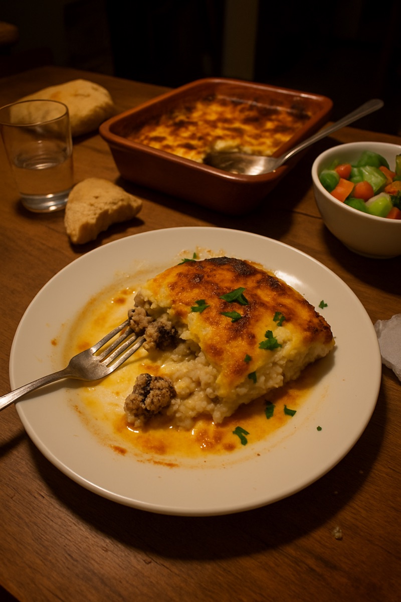 Tave kosi, a traditional dish from Albania