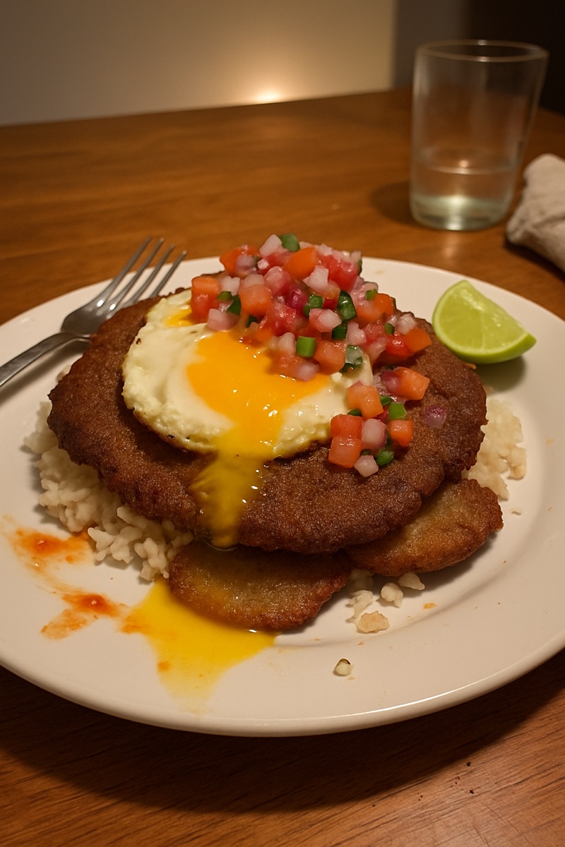 Silpancho, a traditional dish from Bolivia