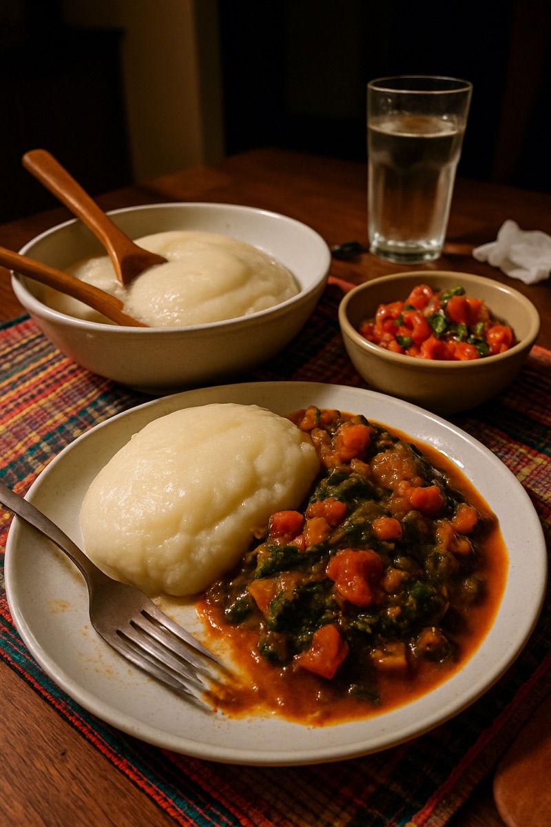 Pap, a traditional dish from Botswana