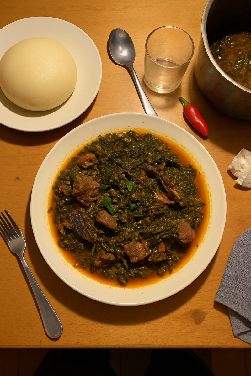 Eru, a traditional dish from Cameroon