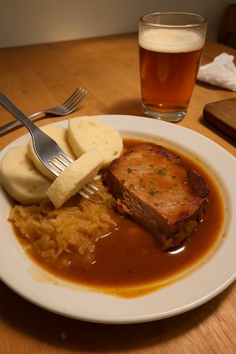 Vepřo-knedlo-zelo, a traditional dish from Czech Republic