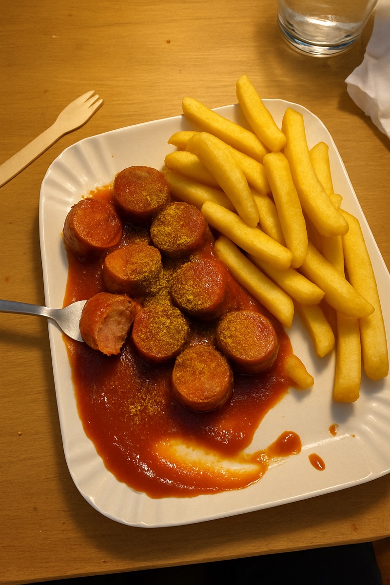Currywurst, a traditional dish from Germany