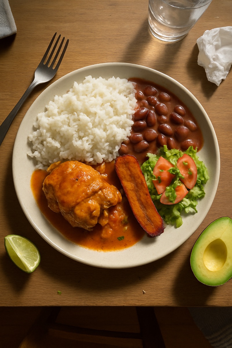 La bandera dominicana, a traditional dish from Dominican Republic