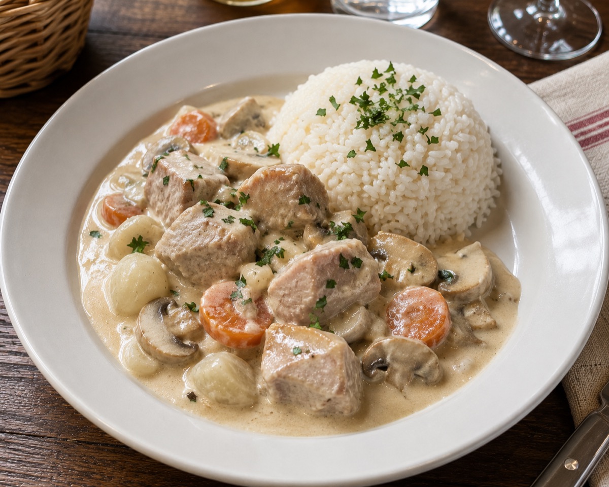Blanquette de veau, a traditional dish from France