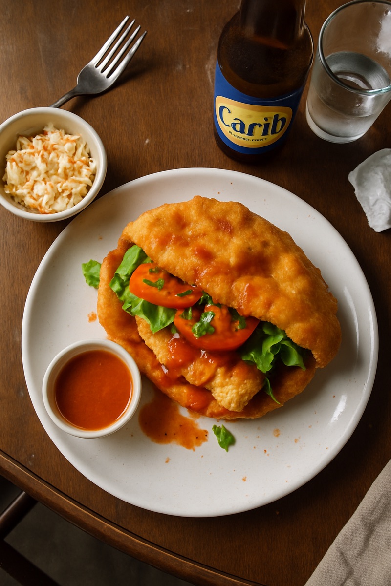 Bake and shark, a traditional dish from Grenada