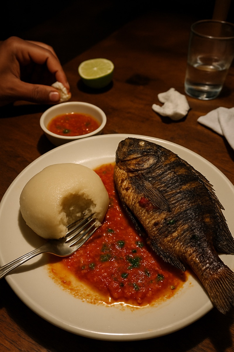 Banku and tilapia, a traditional dish from Ghana