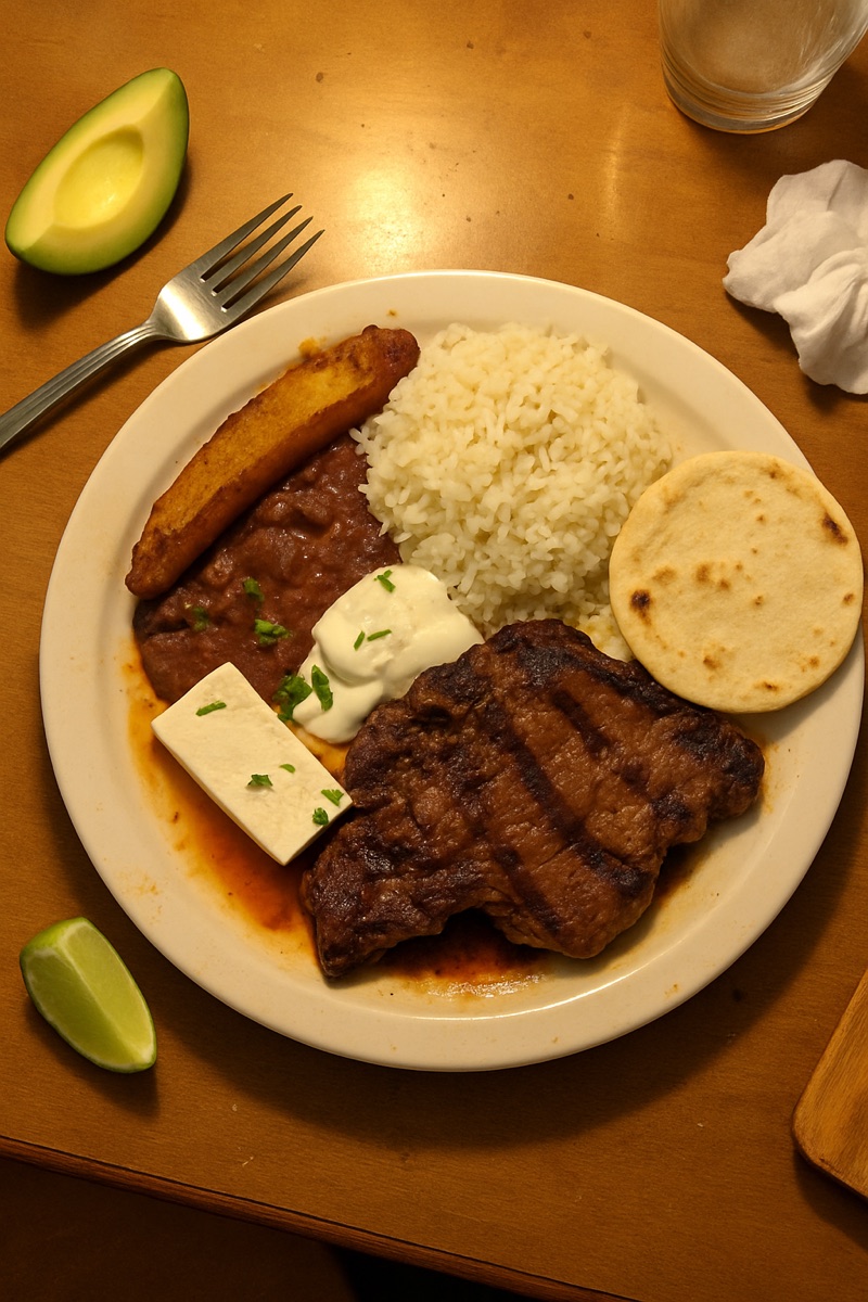 Plato tipico, a traditional dish from Honduras