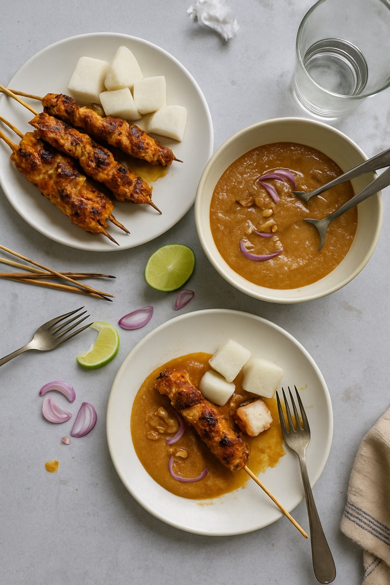 Chicken satay, a traditional dish from Indonesia