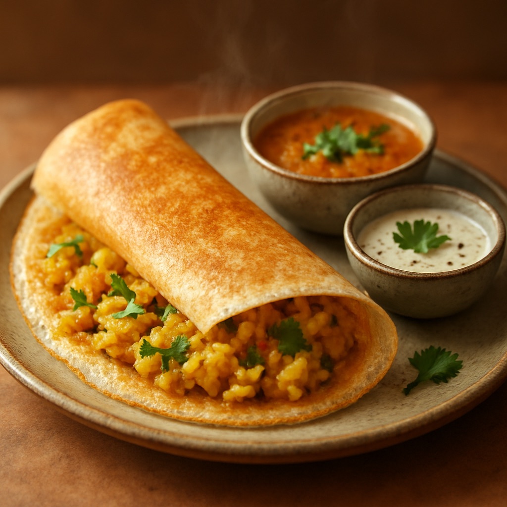 Masala dosa, a traditional dish from India