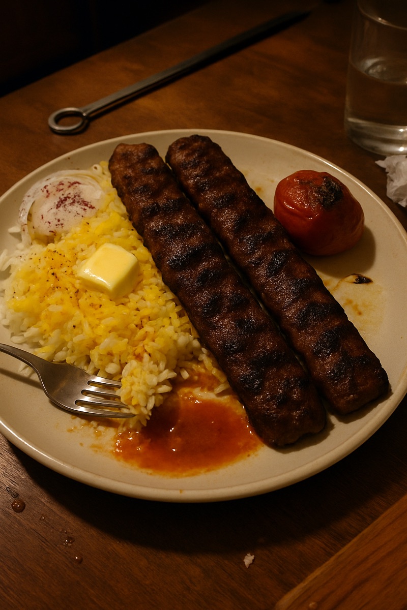Kabab koobideh, a traditional dish from Iran