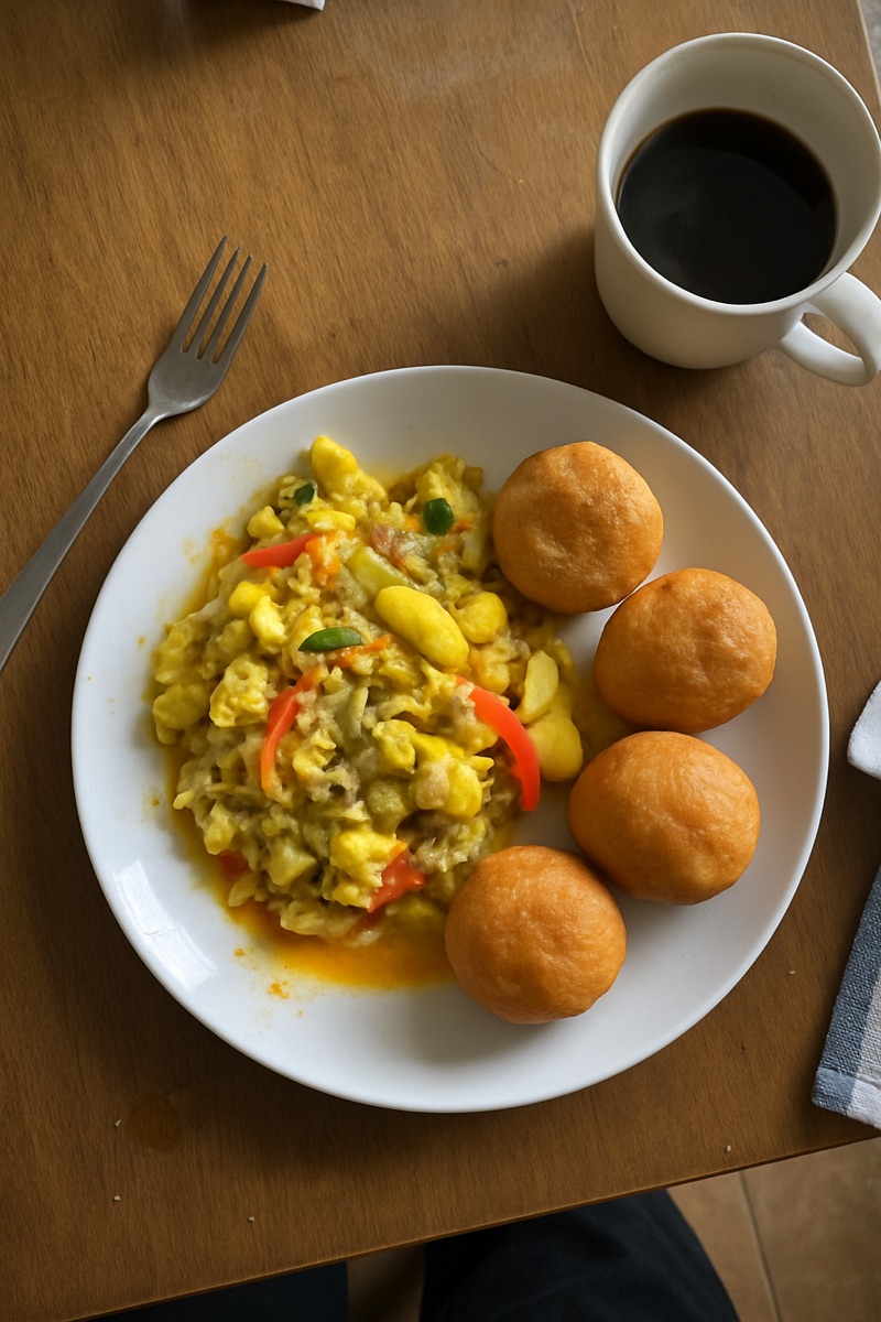 Ackee and saltfish, a traditional dish from Jamaica