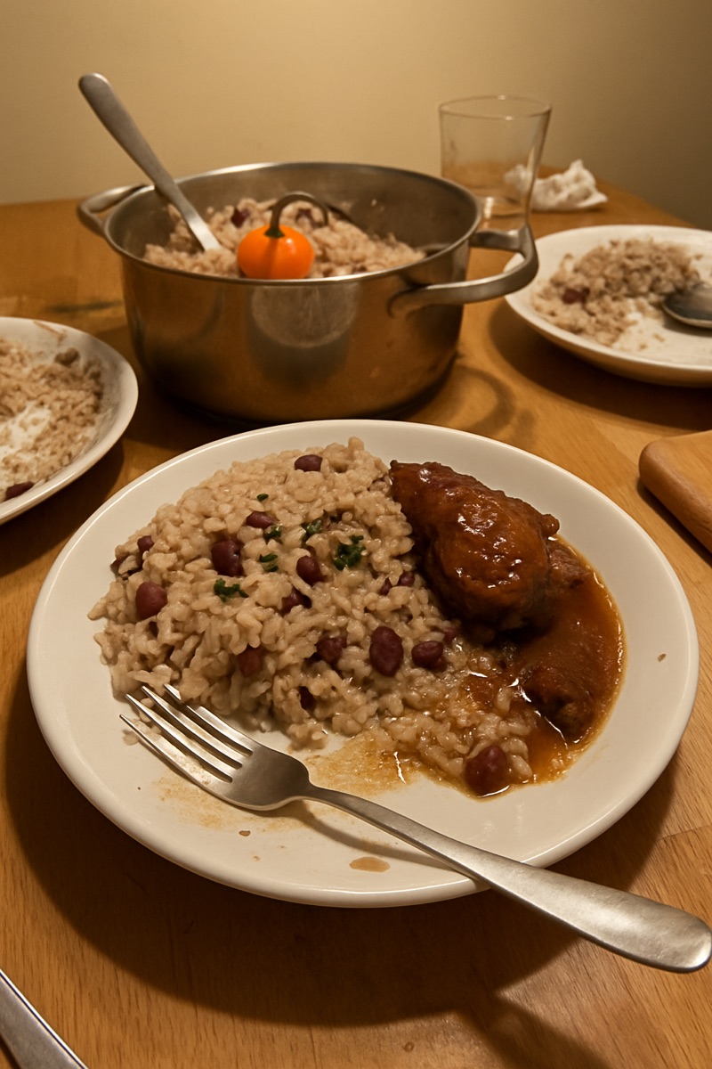 Rice and peas, a traditional dish from Jamaica