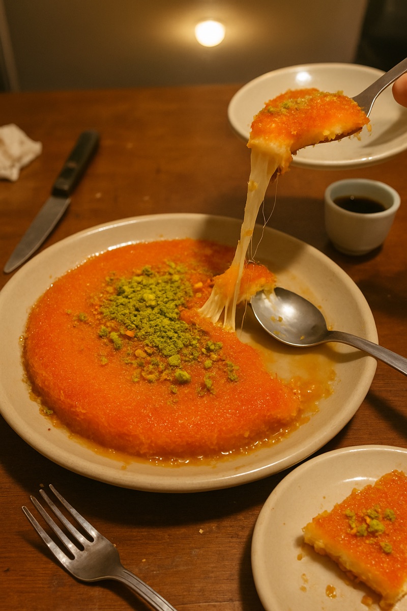 Knafeh, a traditional dish from Jordan