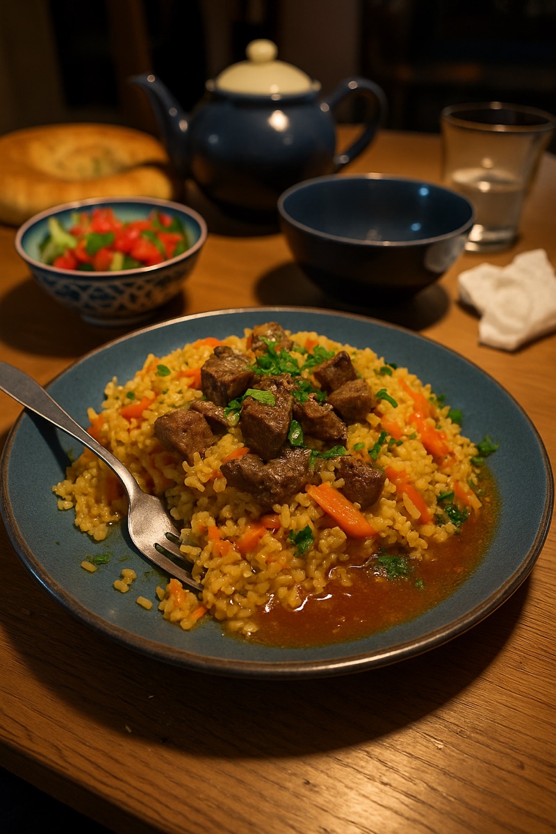 Plov, a traditional dish from Kyrgyzstan