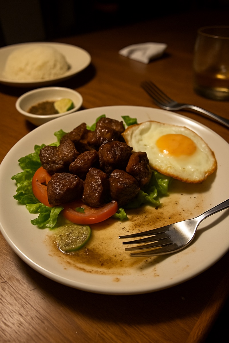 Lok lak, a traditional dish from Cambodia