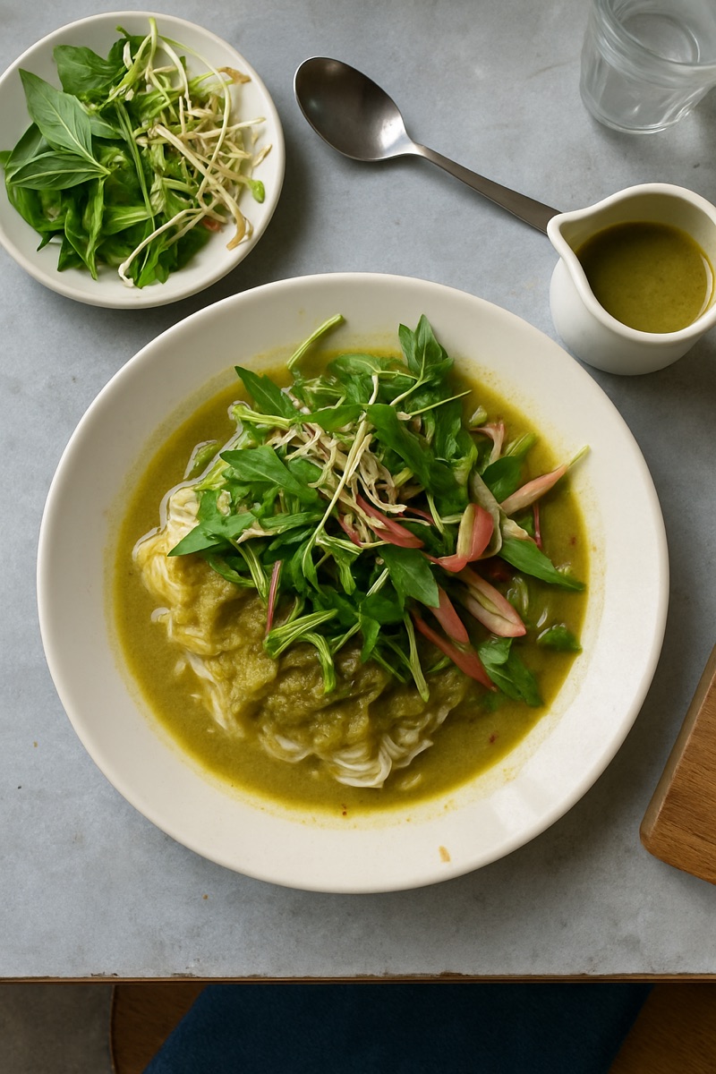 Nom banh chok, a traditional dish from Cambodia