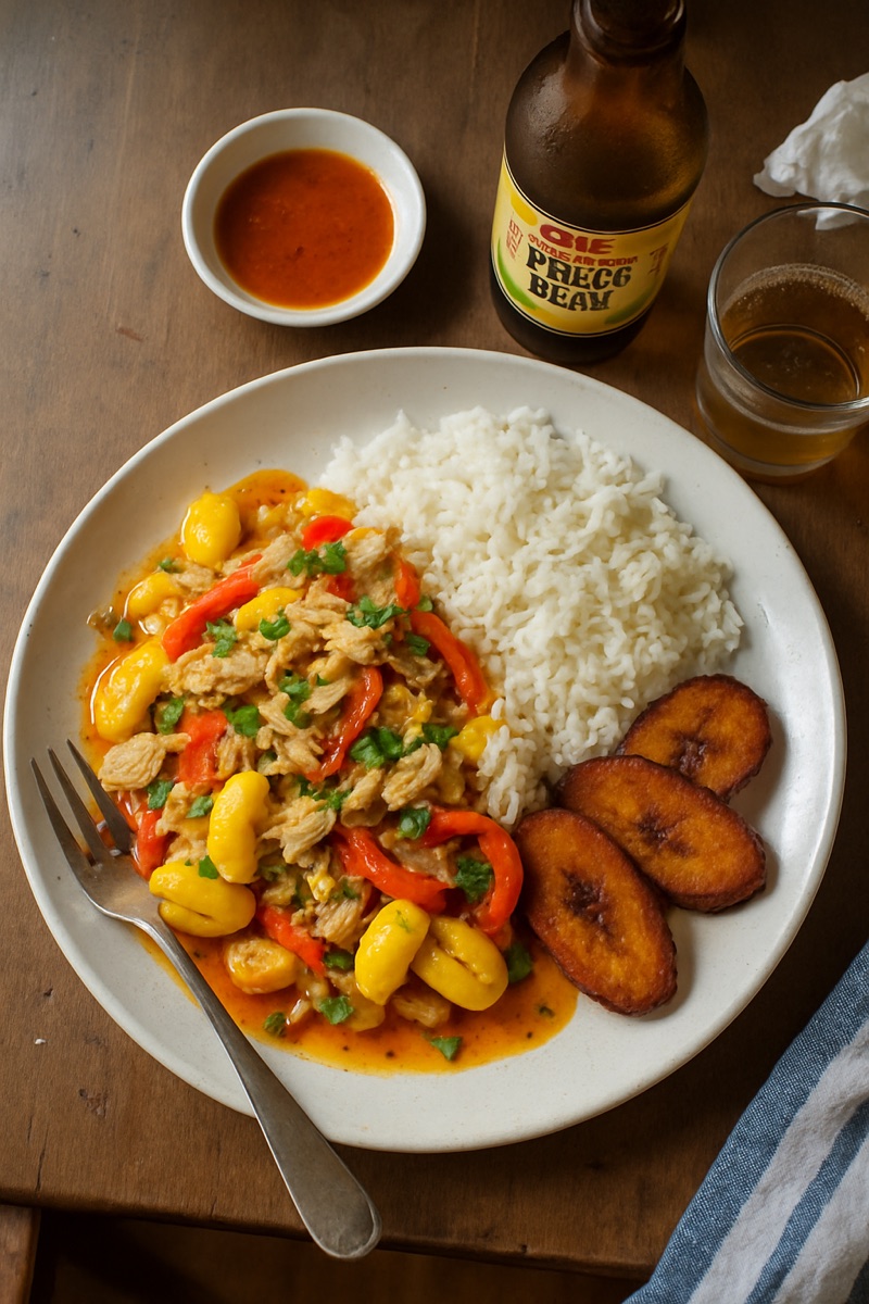 Morue à l'ackee, a traditional dish from Saint Kitts and Nevis
