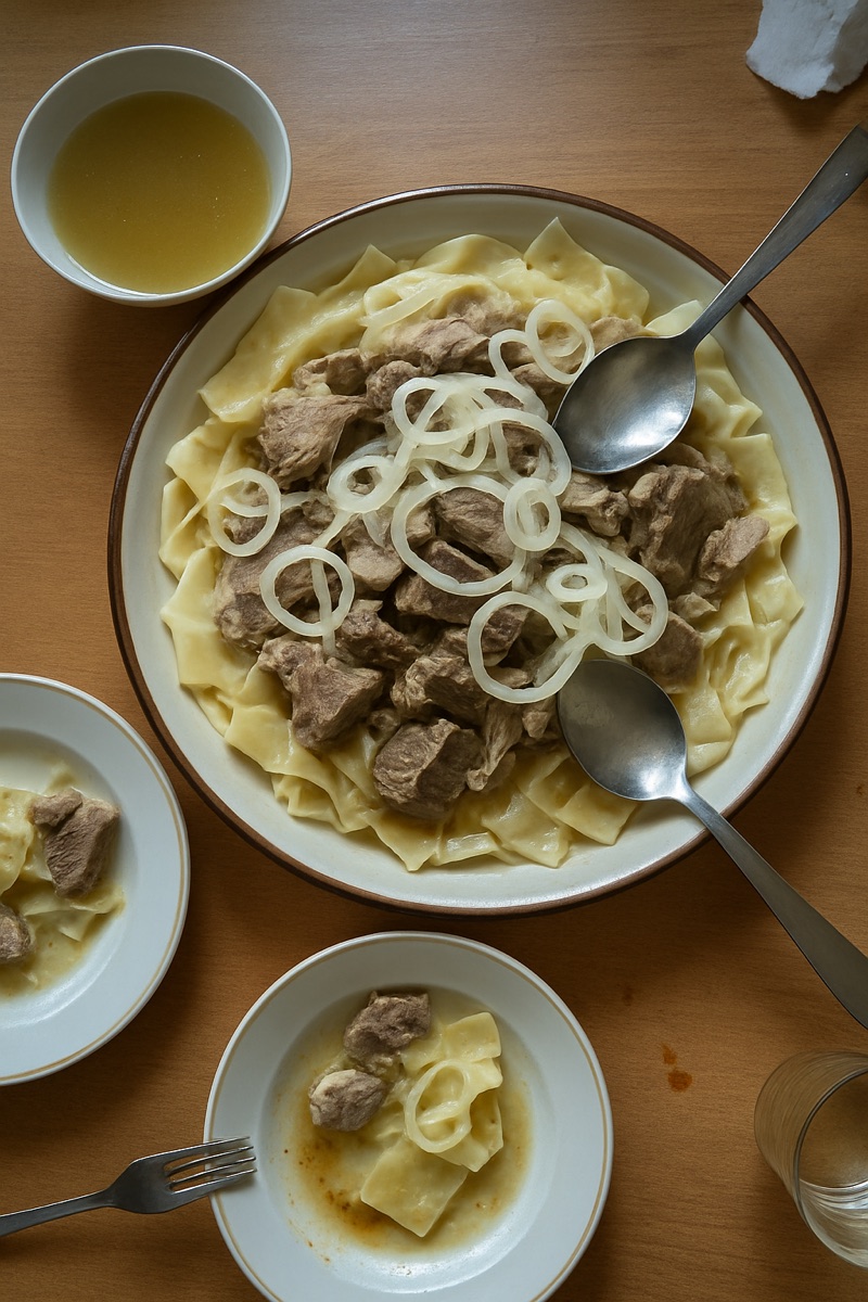 Beshbarmak, a traditional dish from Kazakhstan