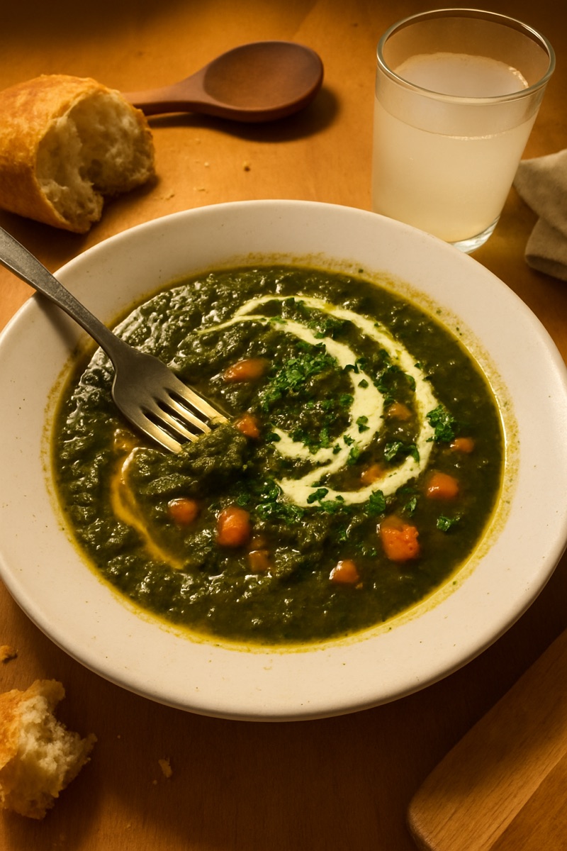 Callaloo soup, a traditional dish from Saint Lucia