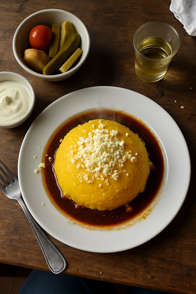Mămăligă, a traditional dish from Moldova