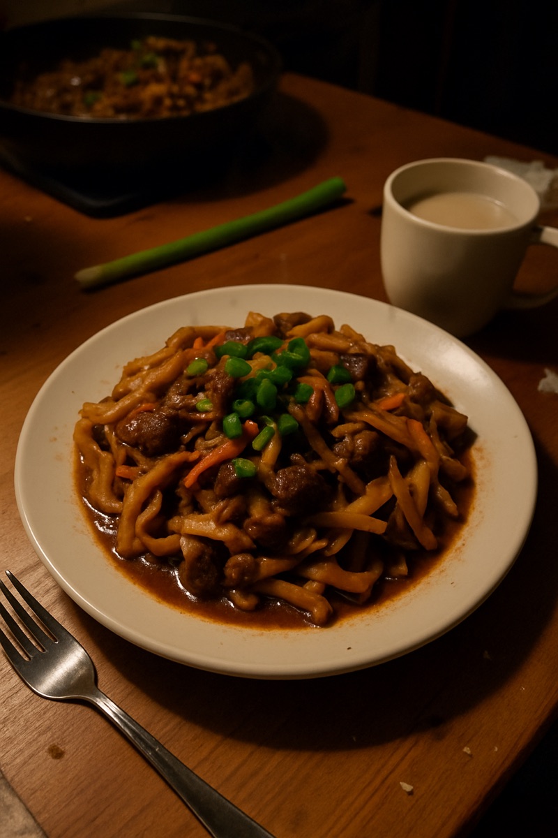 Tsuivan, a traditional dish from Mongolia