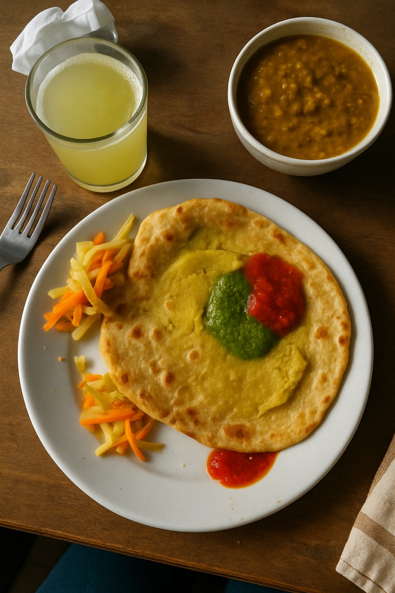 Dholl puri, a traditional dish from Mauritius