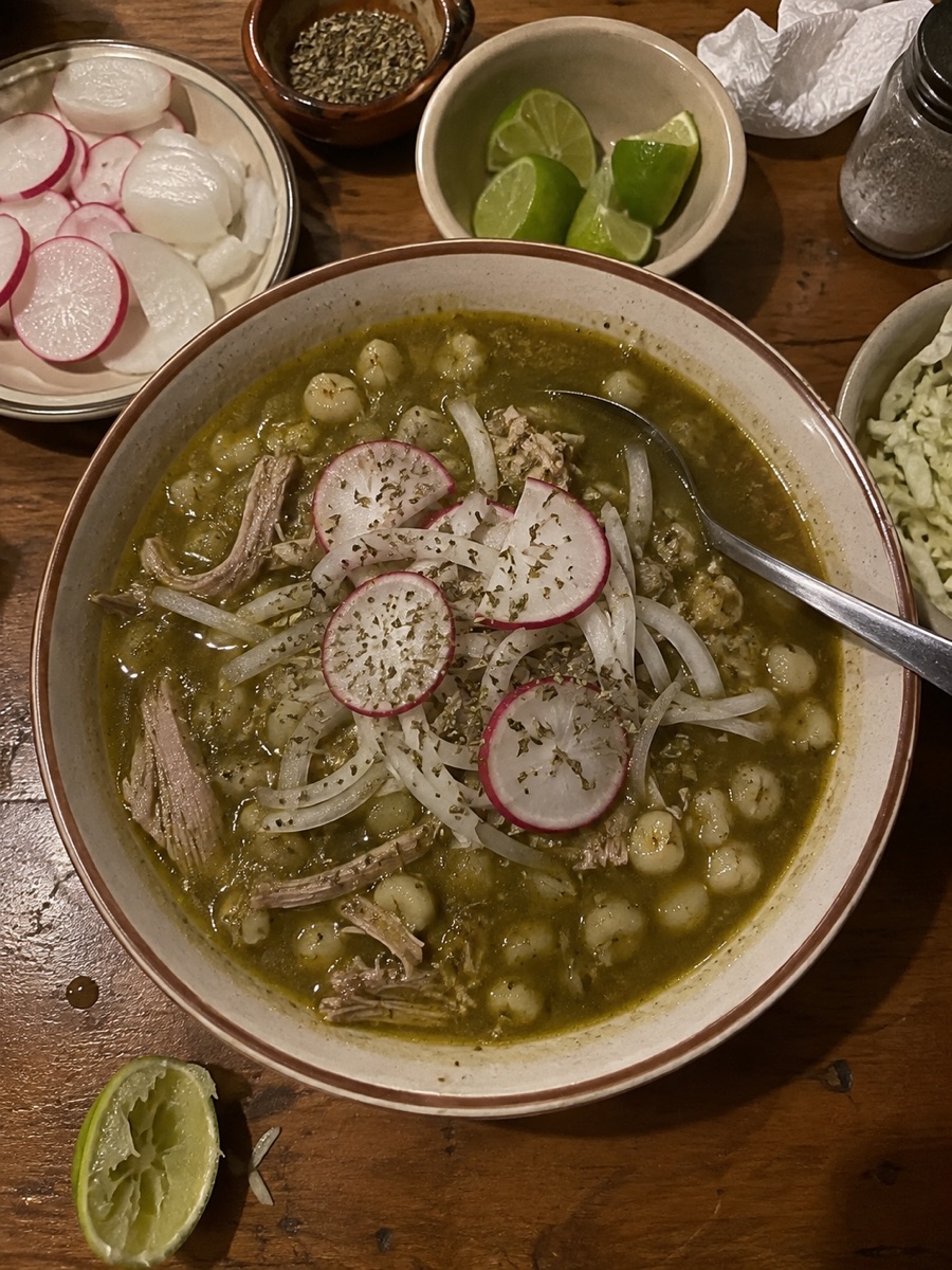 Pozole verde, a traditional dish from Mexico