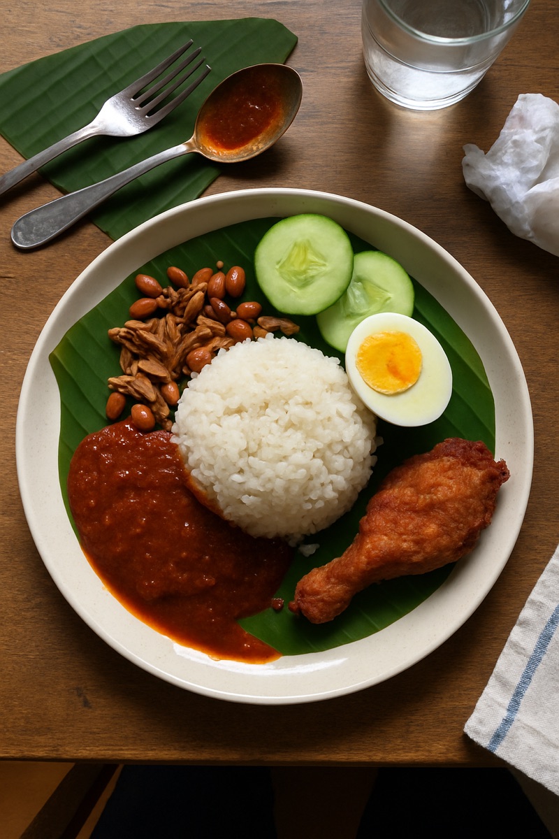 Nasi lemak, a traditional dish from Malaysia