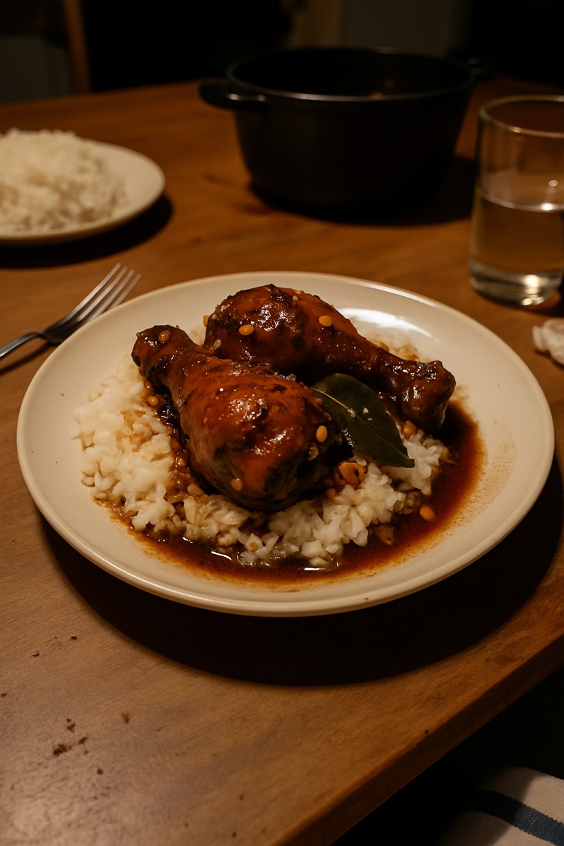 Adobo de pollo, a traditional dish from Philippines