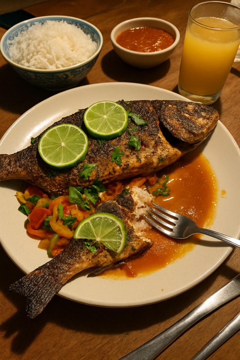 Pescado a la parrilla, a traditional dish from Seychelles