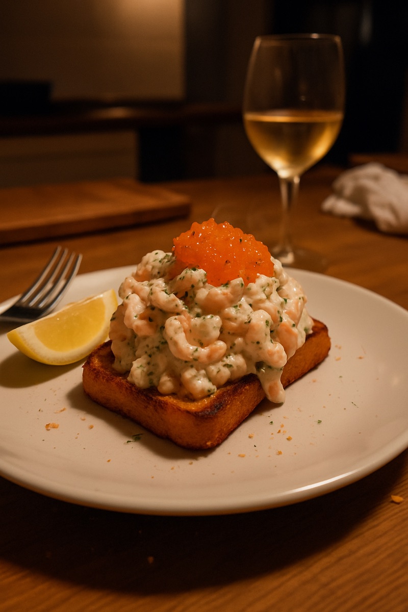Toast skagen, a traditional dish from Sweden