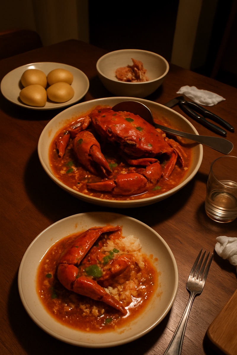 Chilli crab, a traditional dish from Singapore