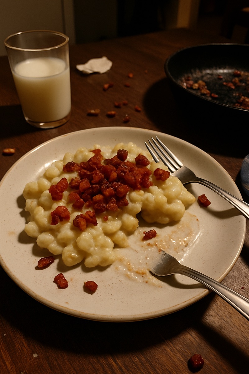 Bryndzové halušky, a traditional dish from Slovakia