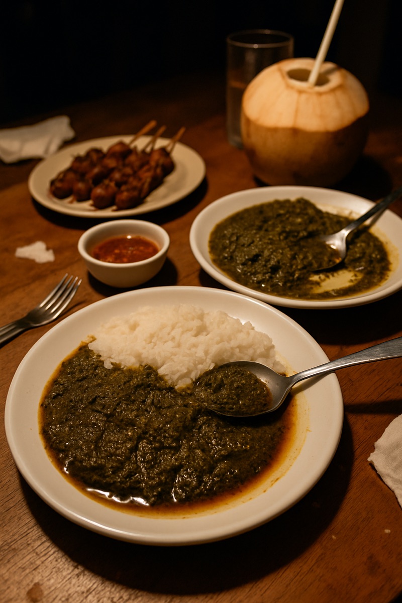 Feuilles de manioc, a traditional dish from Sierra Leone