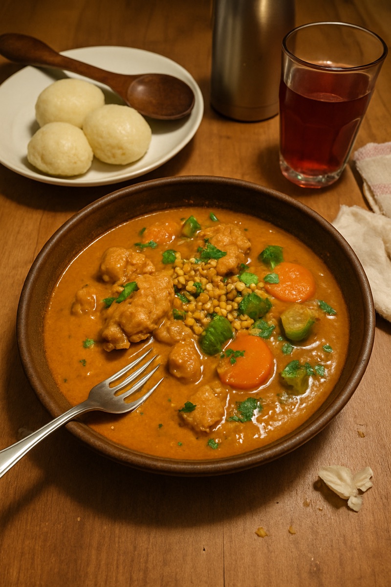 Groundnut soup, a traditional dish from Sierra Leone