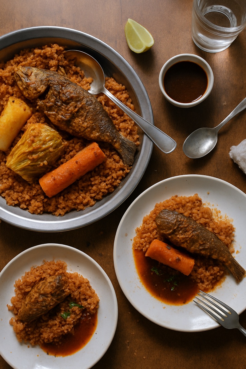 Thieboudienne, a traditional dish from Senegal