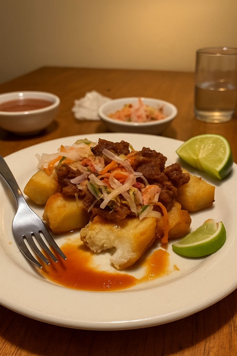 Yuca frita, a traditional dish from El Salvador