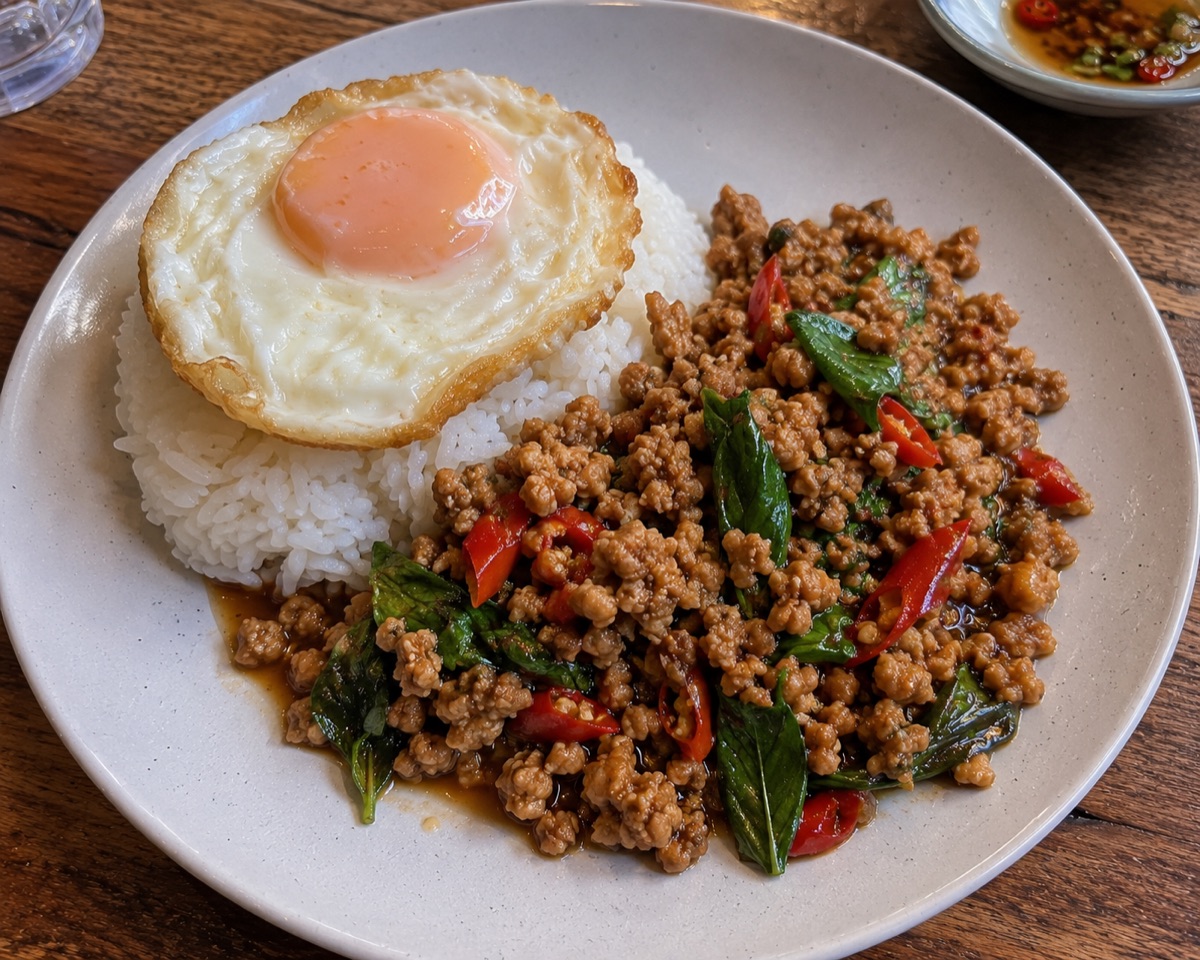 Pad krapow moo, a traditional dish from Thailand