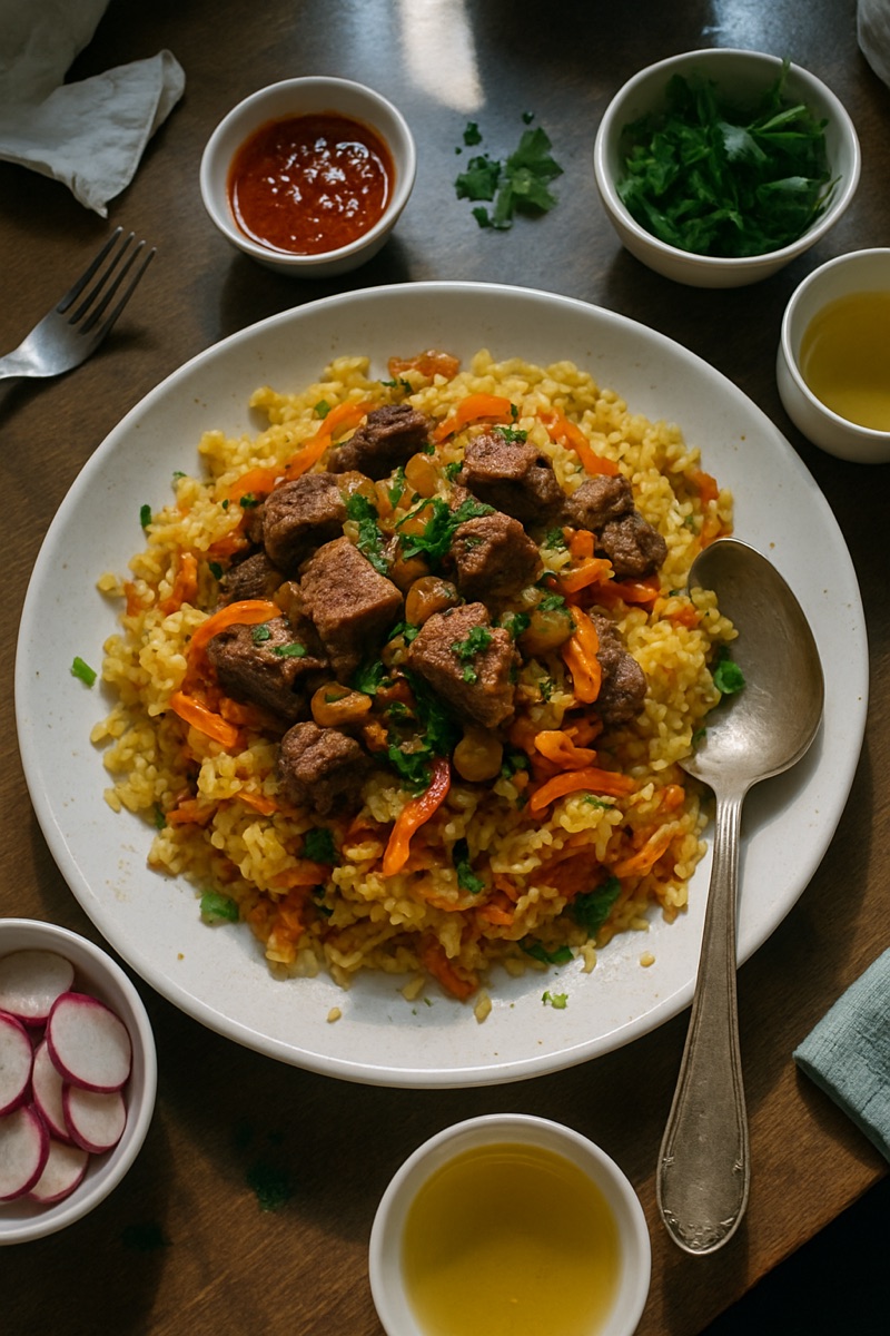 Plov, a traditional dish from Tajikistan