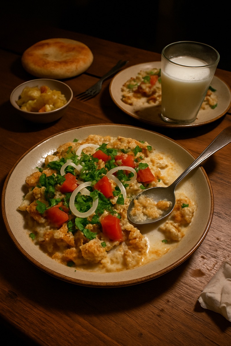 Qurutob, a traditional dish from Tajikistan