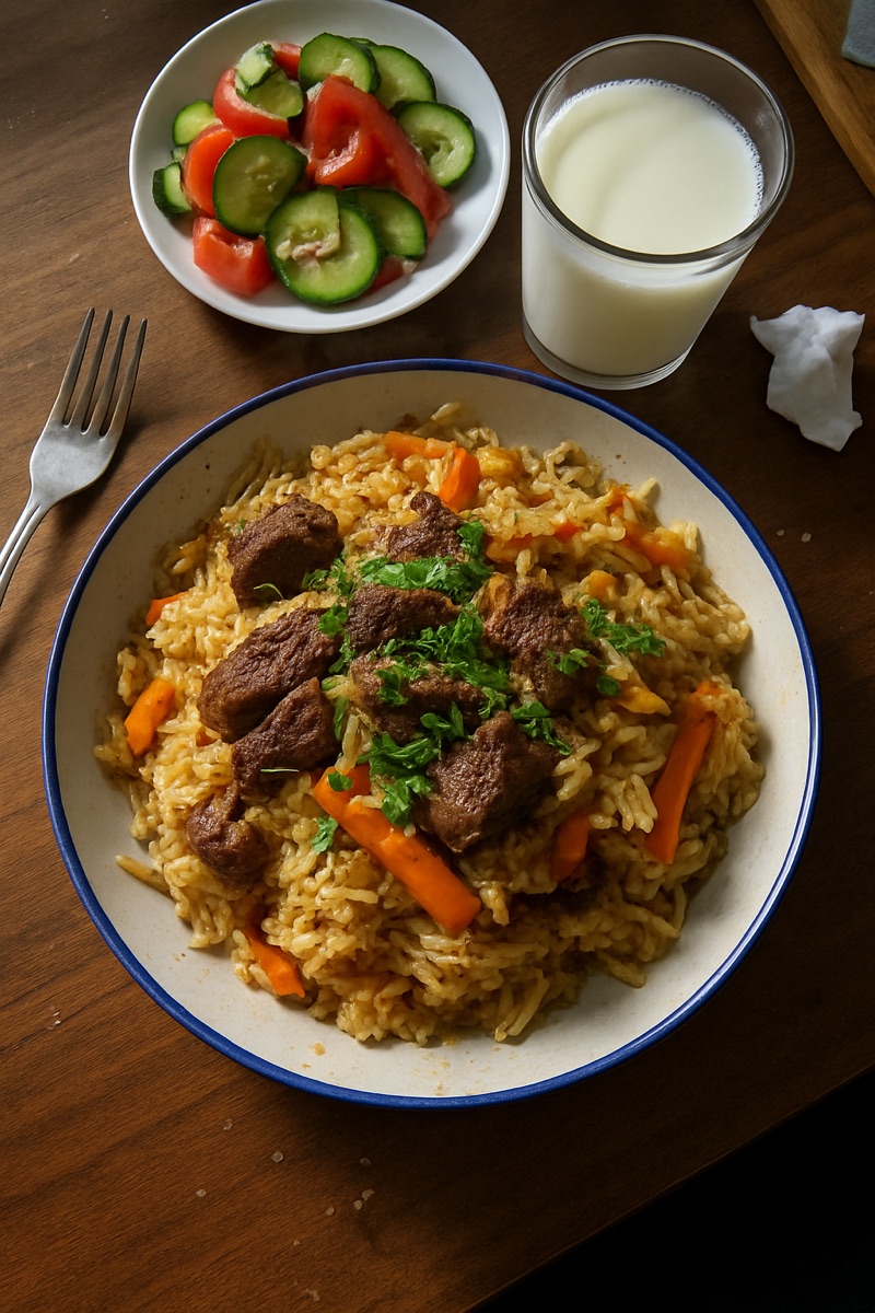 Plov, a traditional dish from Turkmenistan