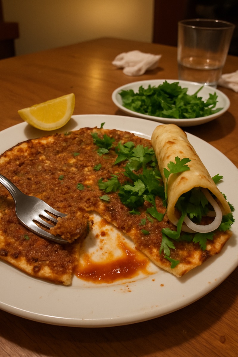 Lahmacun, a traditional dish from Turkey