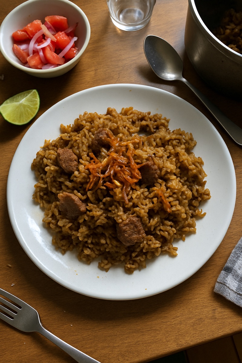 Pilau, a traditional dish from Tanzania
