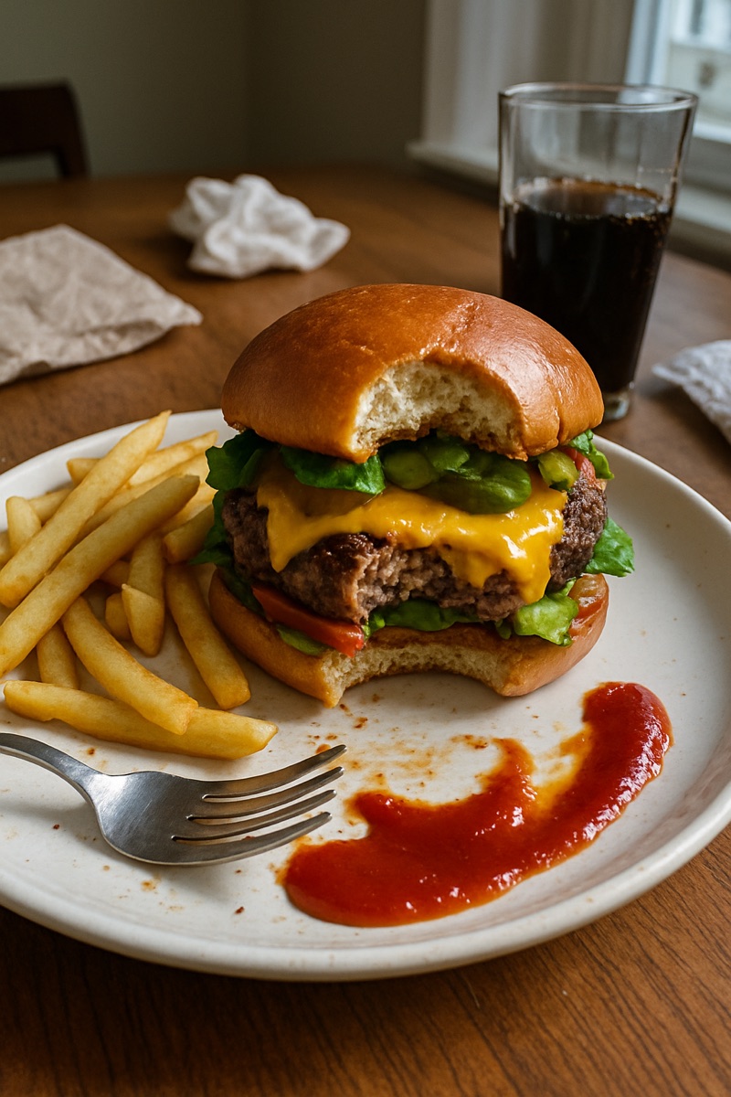 Cheeseburger, a traditional dish from United States