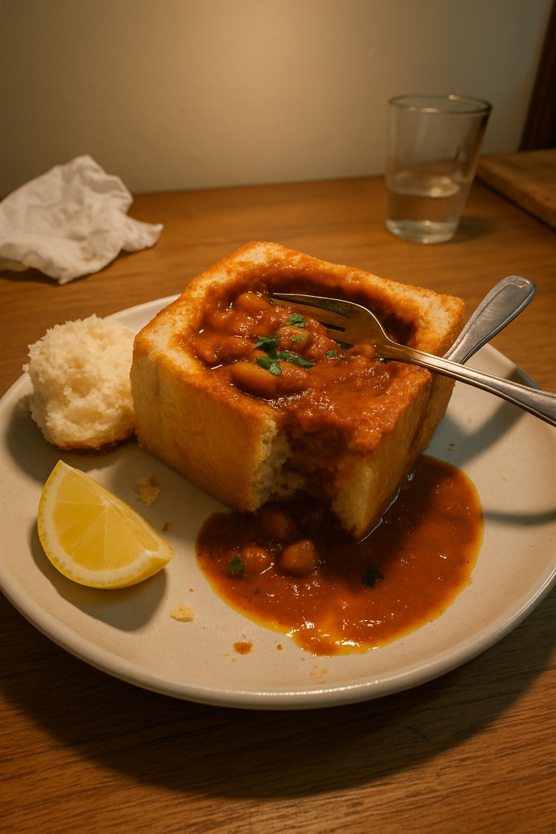 Bunny chow, a traditional dish from South Africa